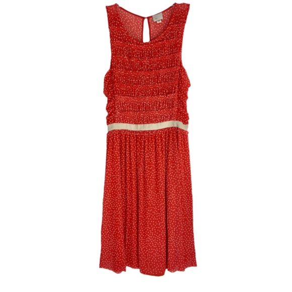 Anthropologie Postmark Orange Polka Dot Dress - Picture 2 of 7